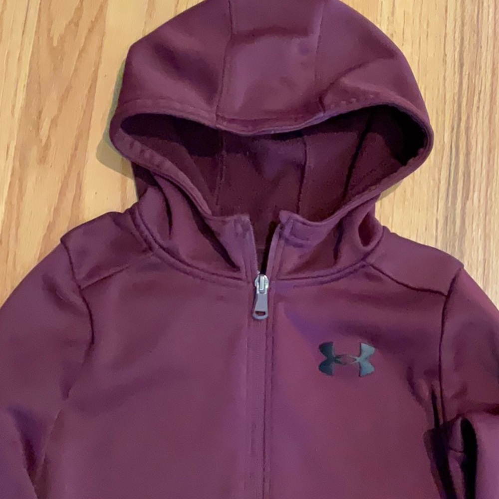Under Armour Boy’s Cardinal/Black, Full-Zip Fleece Hoodie - Boys Size YSM - Picture 7 of 11
